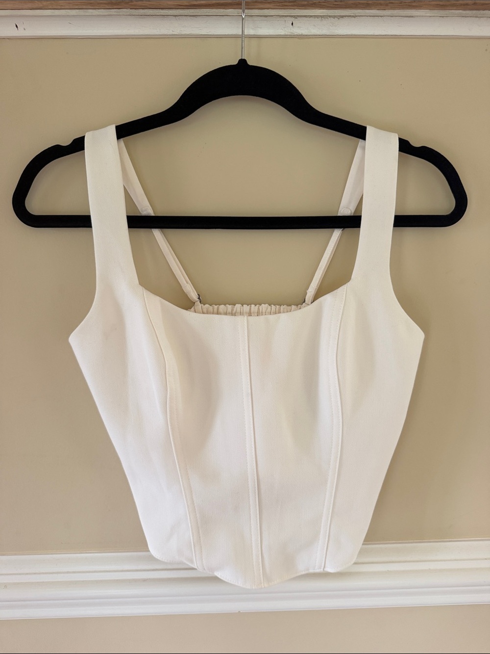 Abercrombie & Fitch Cream Square-Neck Corset Tank